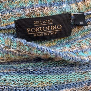 PORTOFINO MADE IN ITALY LOOSE KNIT MULT COLORED PULL OVER SWEATER in BLUE ,YELLOW