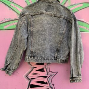 JORDACHE 1980S ACID WASH DOUBLE CROPPED DENIM JACKET in BLUE, GREY