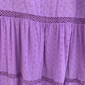 MISSLOOK CROCHET LACE TRIM EYELET OVERSIZED LONG SLEEVE DRESS in PURPLE
