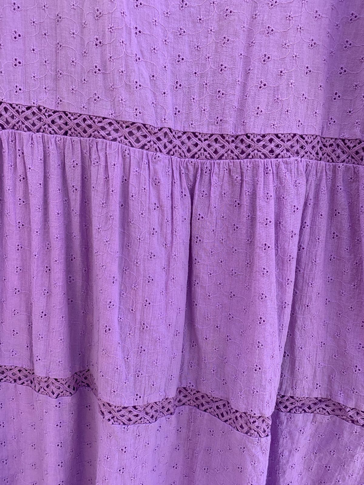 MISSLOOK CROCHET LACE TRIM EYELET OVERSIZED LONG SLEEVE DRESS in PURPLE