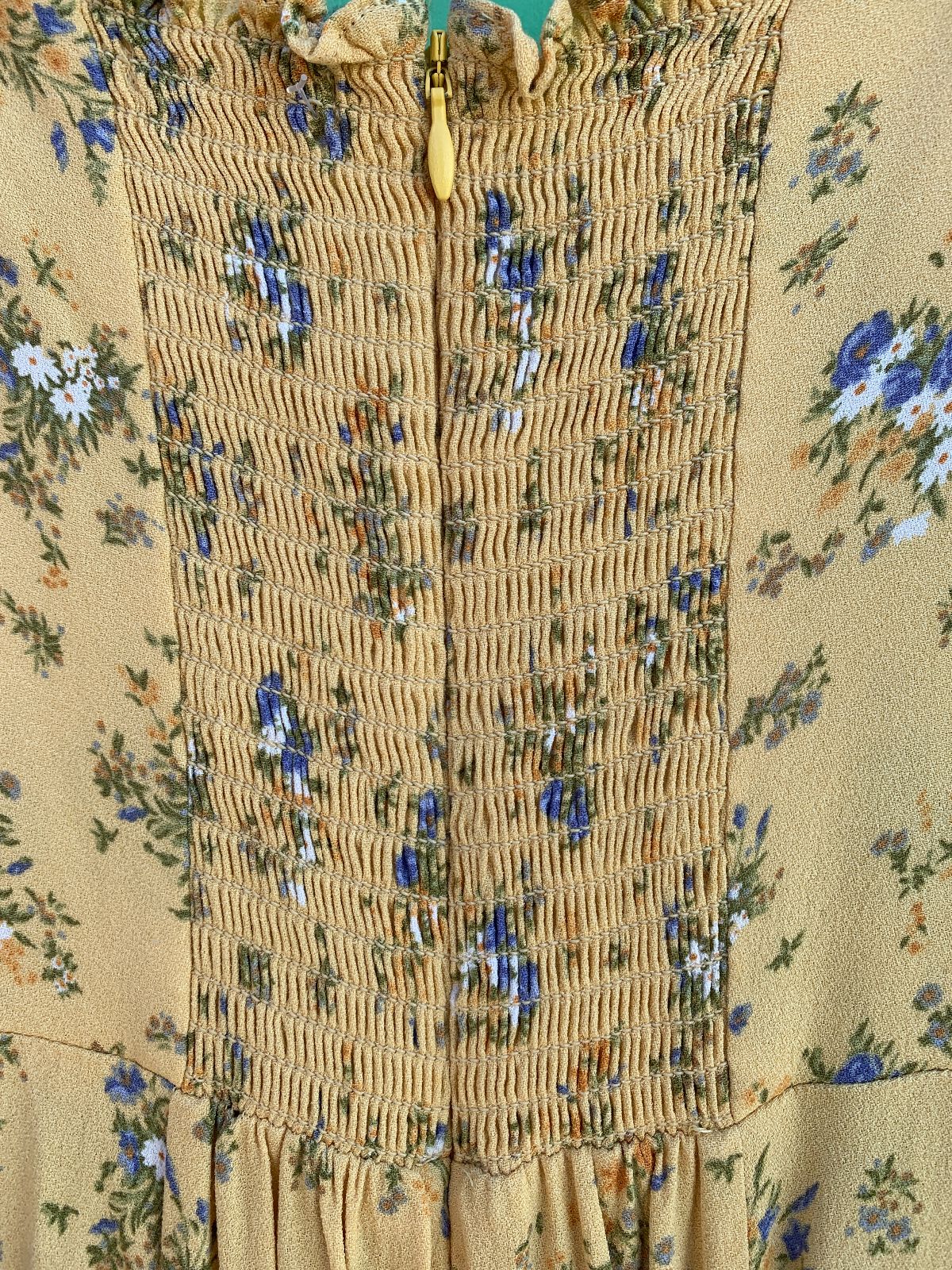 REFORMATION CUTE! LITTLE DITSY FLORAL PRINT PUFF SLEEVE MINI DRESS in YELLOW