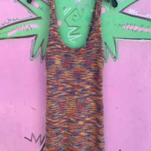 FREE PEOPLE ADORABLE! CHUNKY MARLED PASTEL KNIT SLEEVELESS A-LINE DRESS in PINK, BLUE, YELLOW