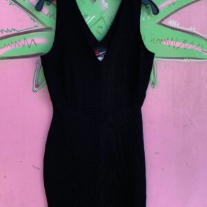 MITRA MODELLE 1990S DEADSTOCK STRETCHY RIBBED BODYCON MINI DRESS in BLACK