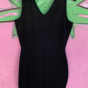 MITRA MODELLE 1990S DEADSTOCK STRETCHY RIBBED BODYCON MINI DRESS in BLACK