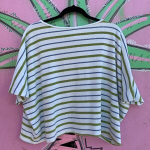 SADIE + SAGE CUTE! STRIPED SUPER WIDE & BOXY CROPPED TERRY CLOTH TOP in WHITE, GREEN, BLUE