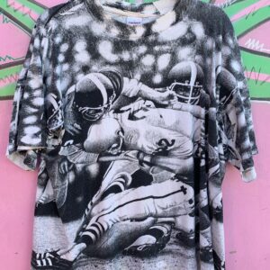 OKINA ALLOVER FOOTBALL GRAPHIC SINGLE STITCH T-SHIRT in WHITE, BLACK