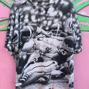 OKINA ALLOVER FOOTBALL GRAPHIC SINGLE STITCH T-SHIRT in WHITE, BLACK