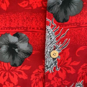 1990S CHINESE DRAGON SHORT SLEEVE HAWAIIAN SHIRT in RED, GREY