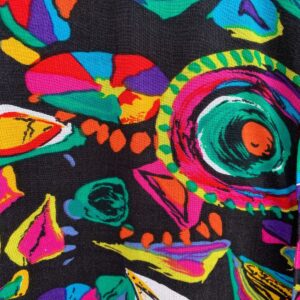 SAN MARINO KILLER! 1990S FUNKY PRINT RAYON SHORT SLEEVE BUTTON DOWN SHIRT in BLACK, PINK