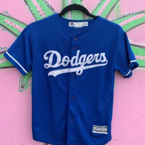 MAJESTIC MLB LOS ANGELES DODGERS BASEBALL JERSEY SMALL FIT in BLUE WHITE