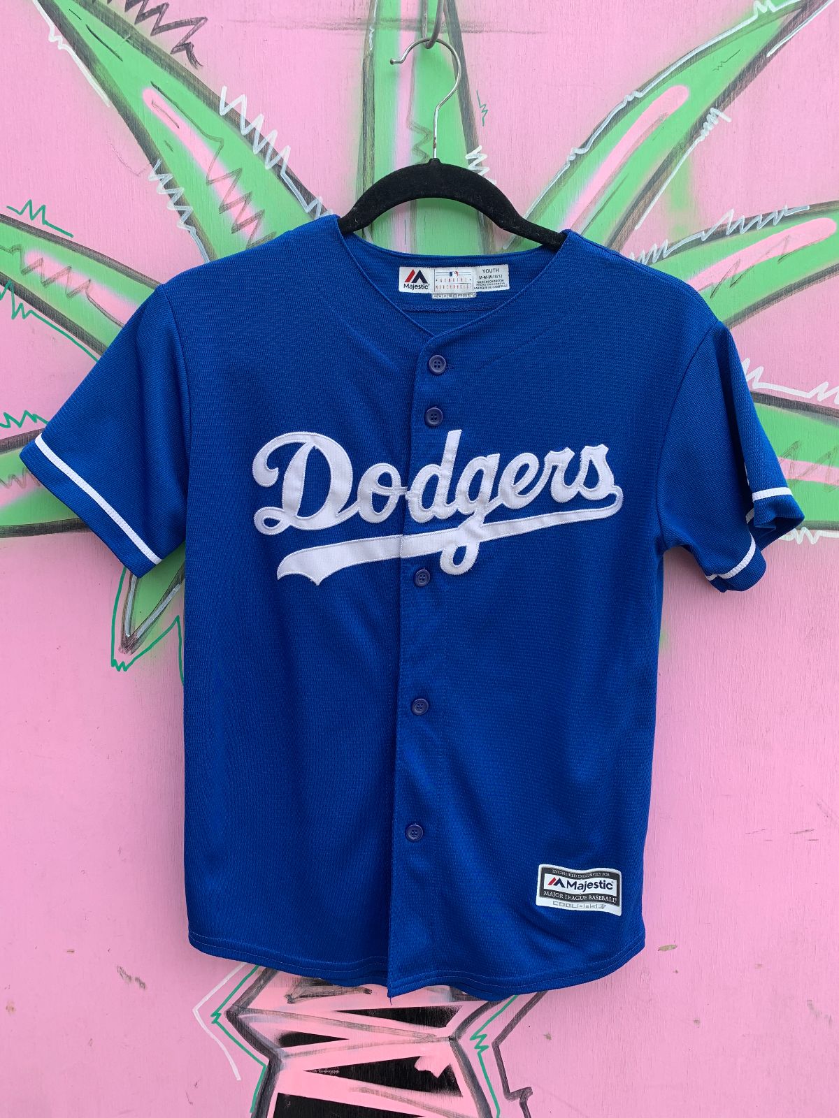 MAJESTIC MLB LOS ANGELES DODGERS BASEBALL JERSEY SMALL FIT in BLUE WHITE
