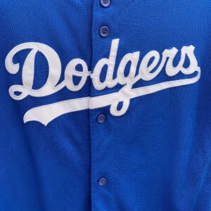 MAJESTIC MLB LOS ANGELES DODGERS BASEBALL JERSEY SMALL FIT in BLUE WHITE