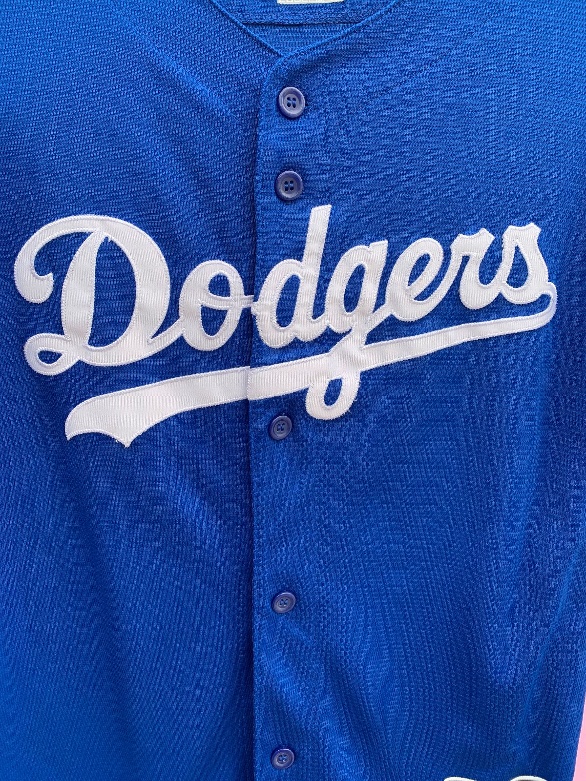 MAJESTIC MLB LOS ANGELES DODGERS BASEBALL JERSEY SMALL FIT in BLUE WHITE