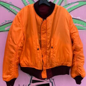 ALPHA INDUSTRIES RAD!!! REVERSIBLE NYLON MILITARY GRADE BOMBER JACKET in MAROON, ORANGE