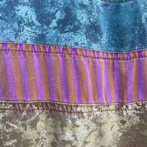 MAJOR DAMAGE *AS-IS* RAD! 1990S 100% COTTON PATCHWORK LONG SLEEVE BUTTON DOWN SHIRT in YELLOW, PINK, TEAL