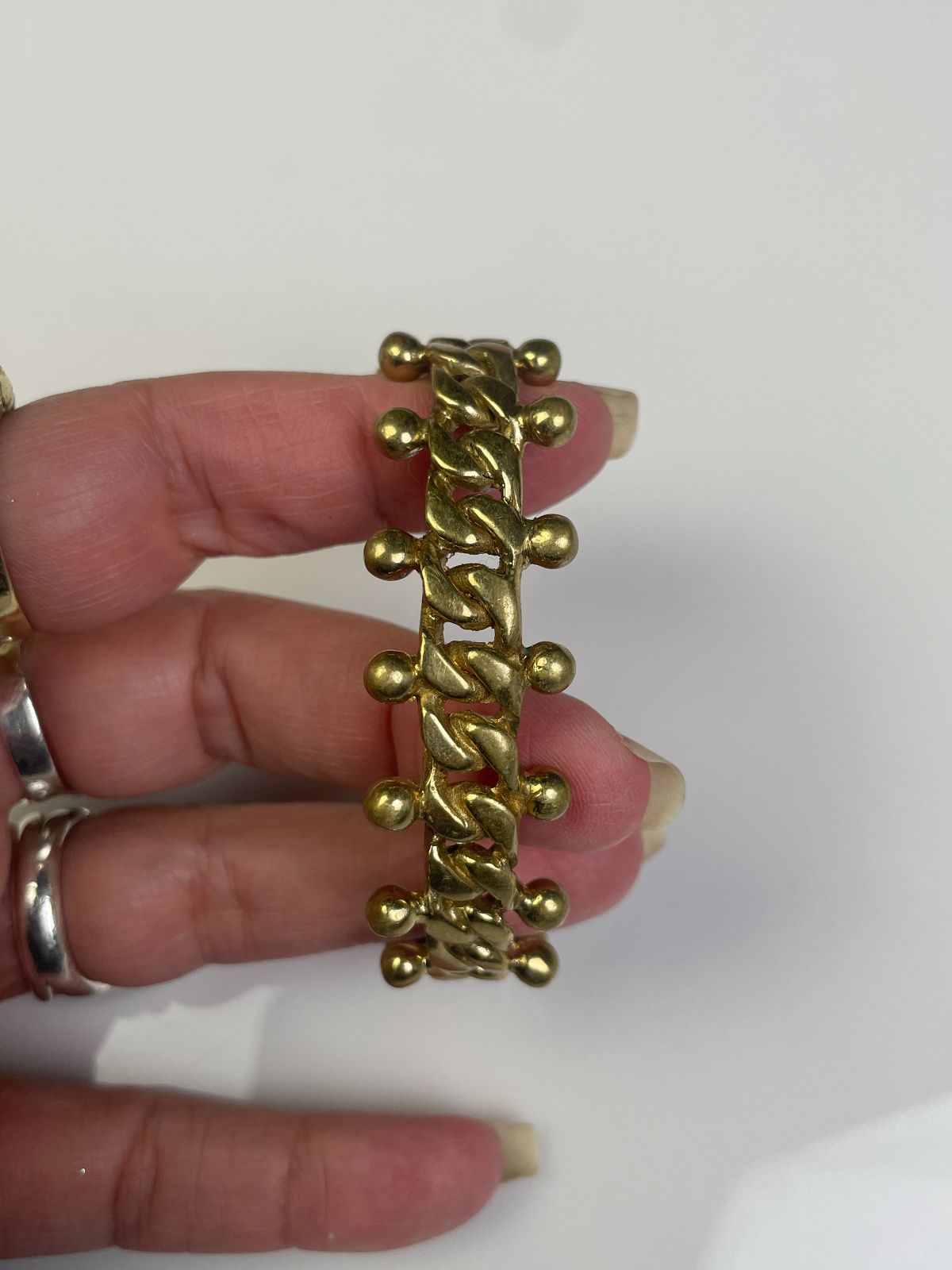 COOL! MOULDED BRASS CHAIN LINK CUFF BRACELET in BRASS