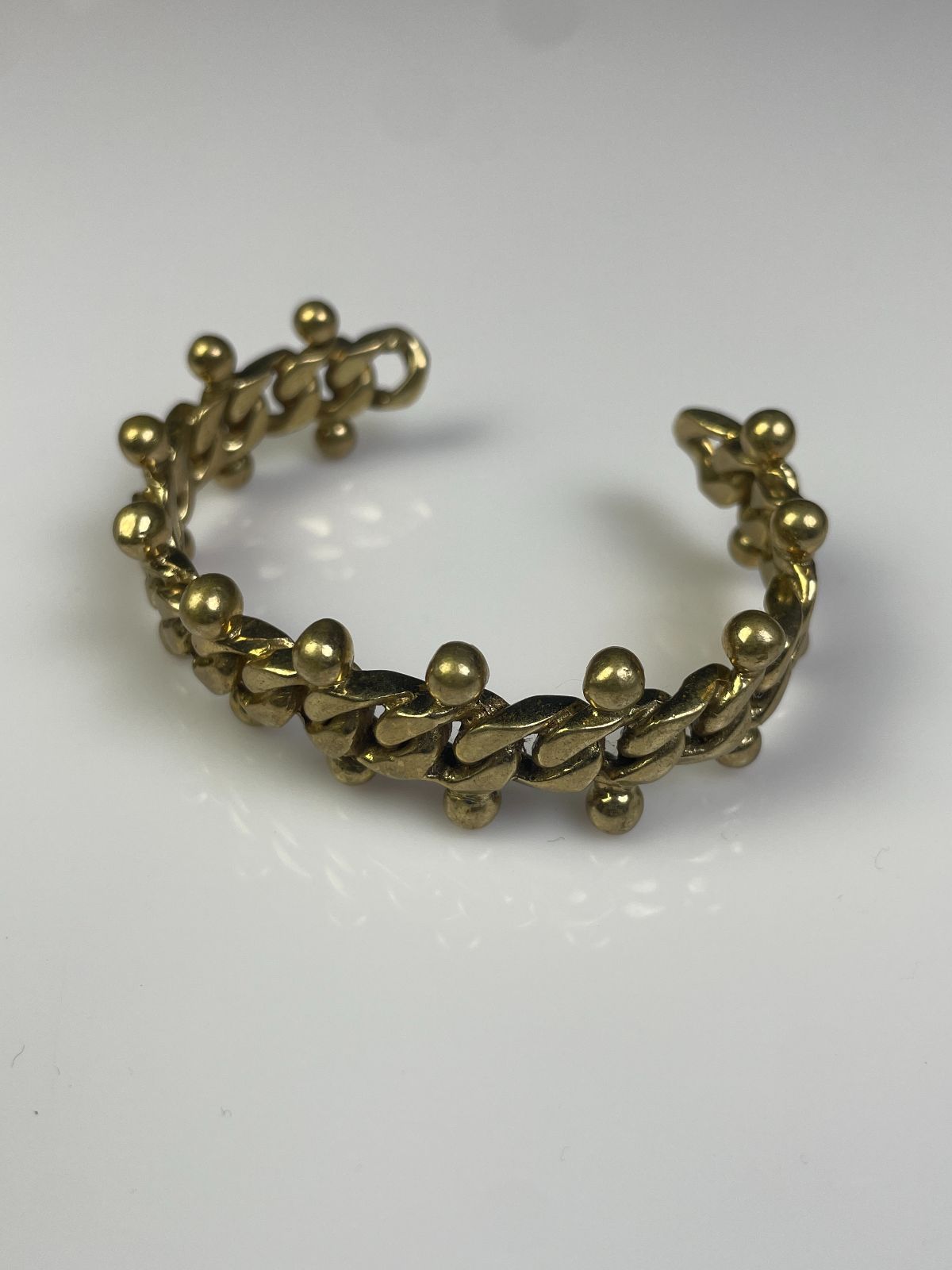 COOL! MOULDED BRASS CHAIN LINK CUFF BRACELET in BRASS
