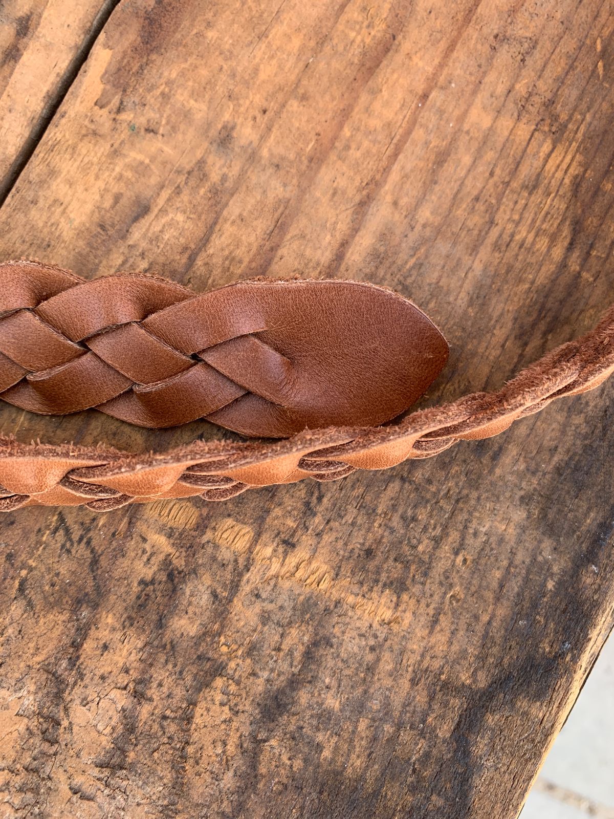 CLASSIC 1980S BRAIDED LEATHER BELT, WRAPPED BUCKLE in TAN