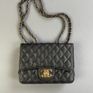 CHANEL CUTE! QUILTED LEATHER FAUX CHANEL PURSE DOUBLE HANDLE CHAIN STRAP in BLACK, GOLD