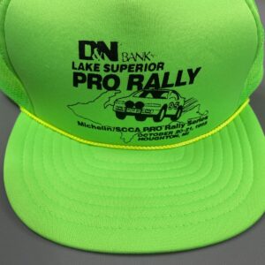 NEON! DEADSTOCK LAKE SUPERIOR PRO RALLY 1995 SNAPBACK MESH TRUCKER HAT in GREEN