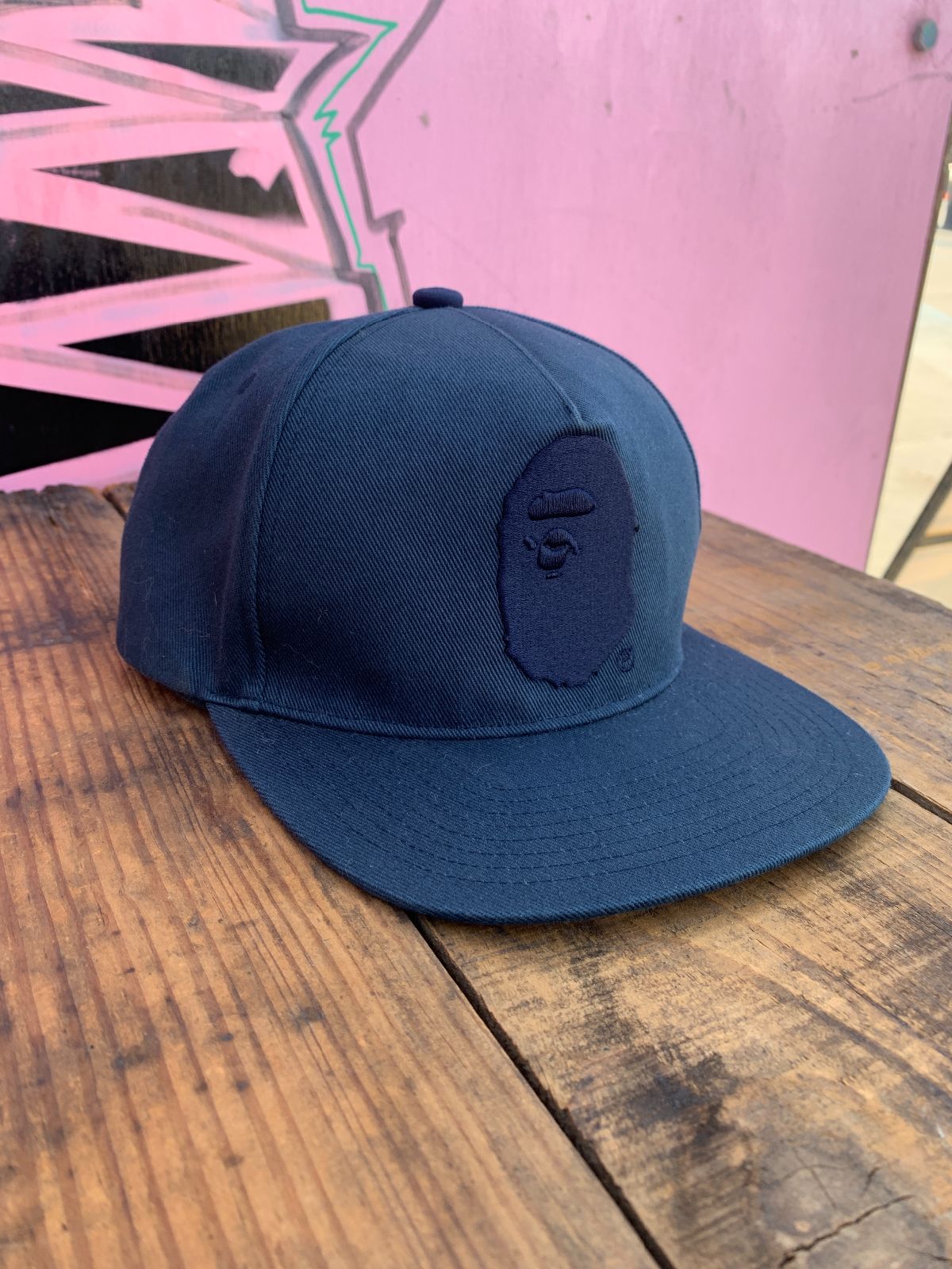 A BATHING APE MADE IN JAPAN - EMBROIDERED BAPE SNAPBACK HAT in BLUE