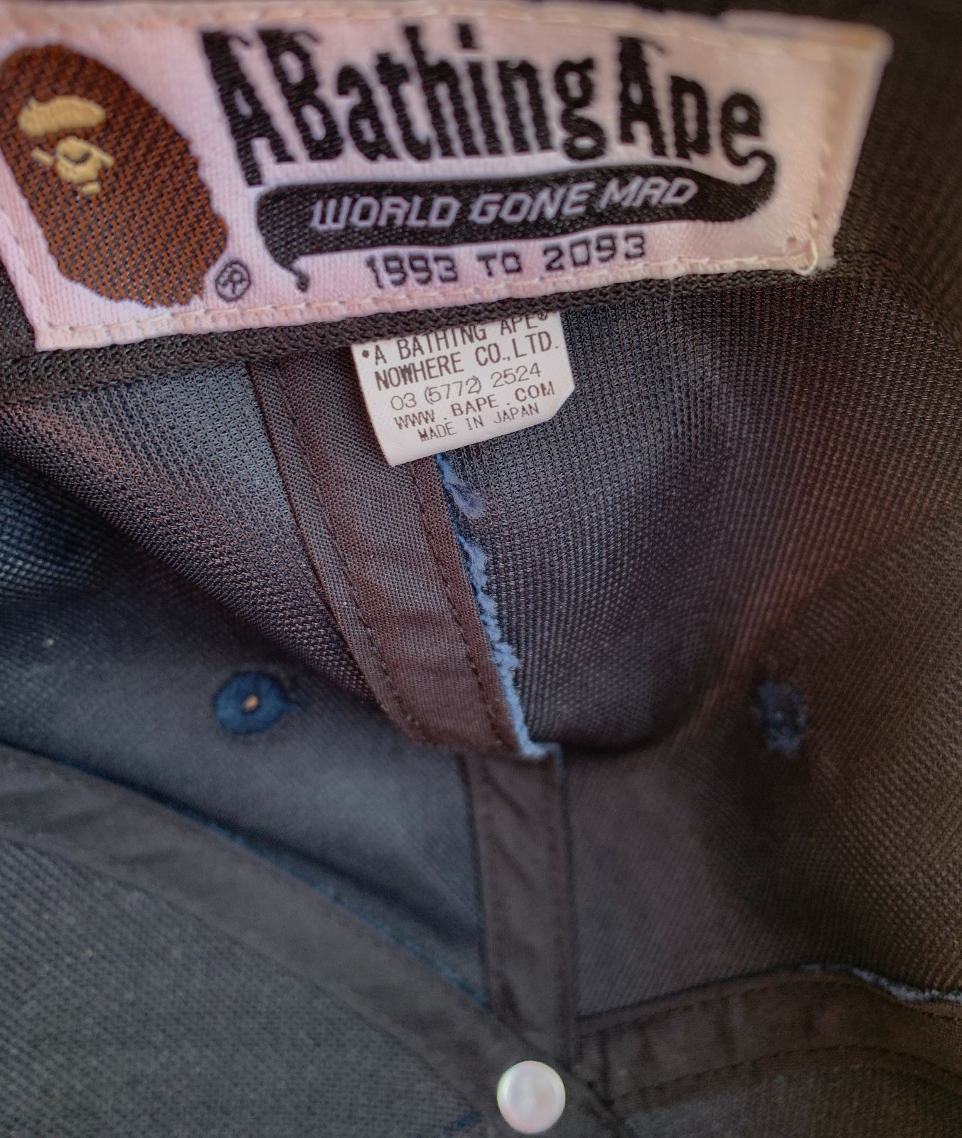 A BATHING APE MADE IN JAPAN - EMBROIDERED BAPE SNAPBACK HAT in BLUE