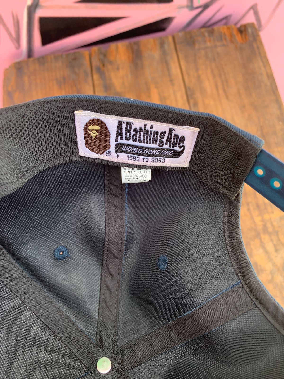 A BATHING APE MADE IN JAPAN - EMBROIDERED BAPE SNAPBACK HAT in BLUE