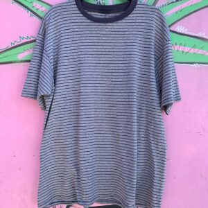 1990S HORIZONTAL STRIPED RINGER T-SHIRT BOXY FIT in GRAY, BLUE