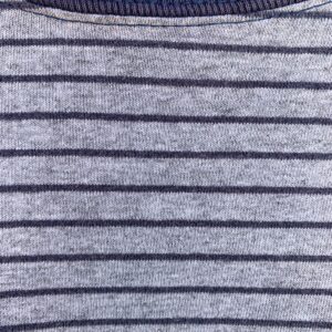 1990S HORIZONTAL STRIPED RINGER T-SHIRT BOXY FIT in GRAY, BLUE