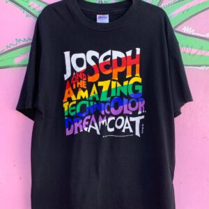 HANES DEADSTOCK! 1990S JOSEPH AND THE AMAZING TECHNICOLOR DREAMCOAT THEATRICAL PROMO T-SHIRT in BLACK