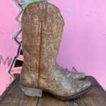MADE IN MEXICO SNIP TOE DUSTY GOLD EMBROIDERED COWBOY BOOTS