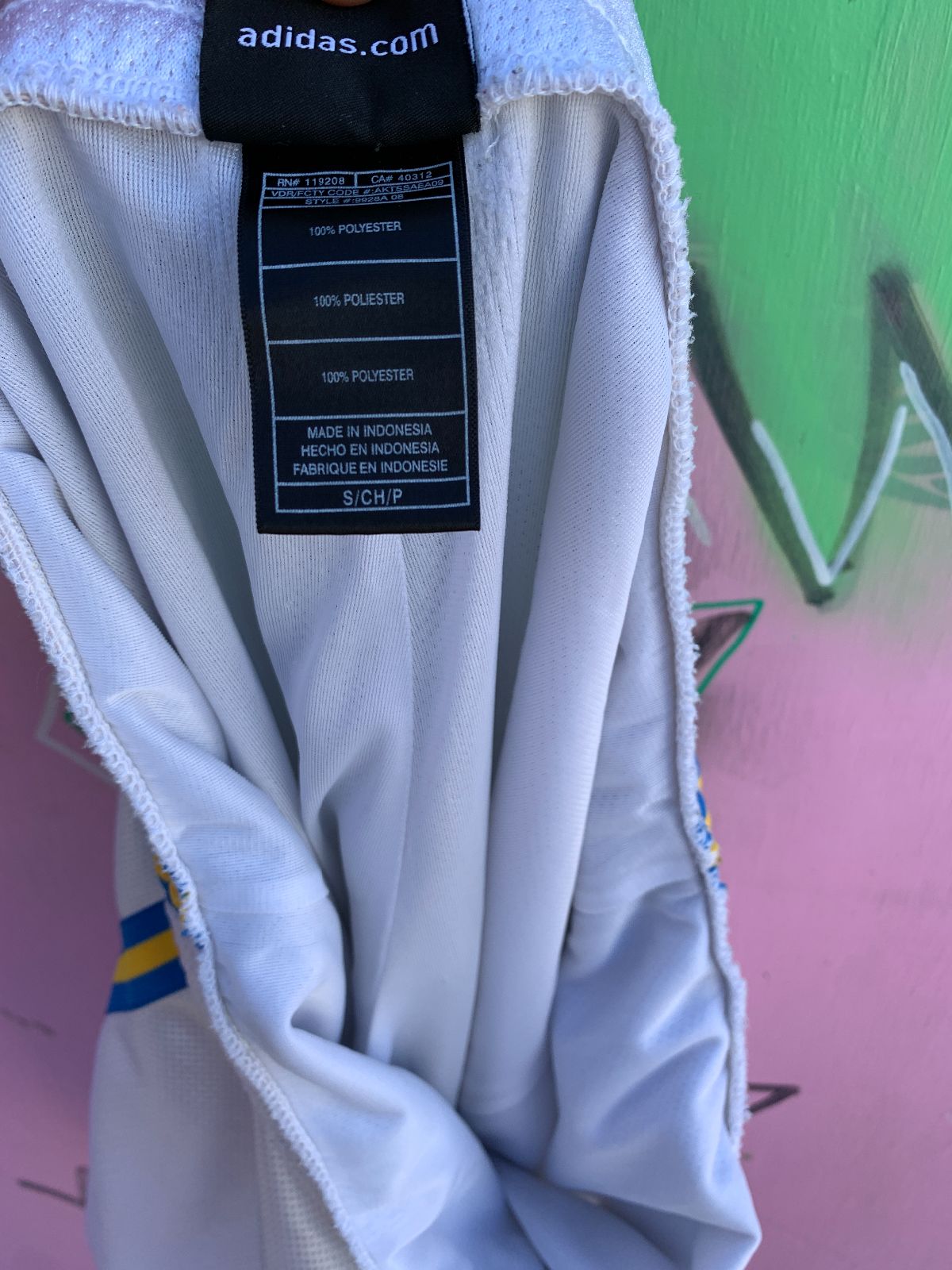 ADIDAS UCLA ATHLETIC MESH BASKETBALL SHORTS, SIDE STRIPES in WHITE, BLUE, YELLOW