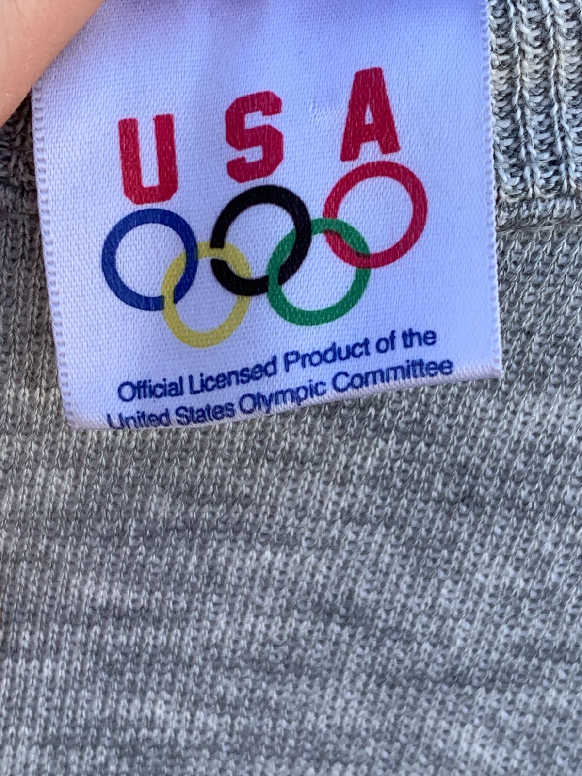 USA OLYMPICS CLASSIC! 1980S HEATHER GREY FRENCH TERRY PULLOVER SWEATSHIRT EMBROIDERED LOGO in GREY