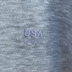 USA OLYMPICS CLASSIC! 1980S HEATHER GREY FRENCH TERRY PULLOVER SWEATSHIRT EMBROIDERED LOGO in GREY