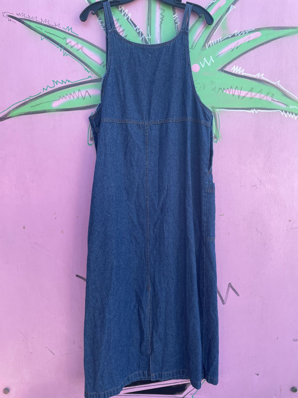 BASIC EDITIONS LATE 1990S, EARLY Y2K BASIC DENIM MAXI DRESS, DOUBLE FRONT POCKETS in BLUE