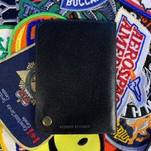 LEATHER SLIDE OUT CARD HOLDER in BLACK