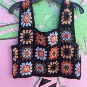 CUTE! BOXY CROCHET TOP BEACHY COVER UP in BLACK, BLUE, PEACH