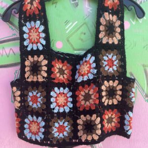 CUTE! BOXY CROCHET TOP BEACHY COVER UP in BLACK, BLUE, PEACH