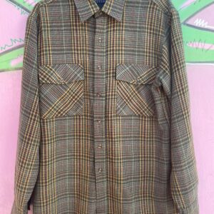 CLAYBROOKE CLASSIC 1990S SOFT ACRYLIC FLANNEL SHIRT in OLIVE, MUSTARD
