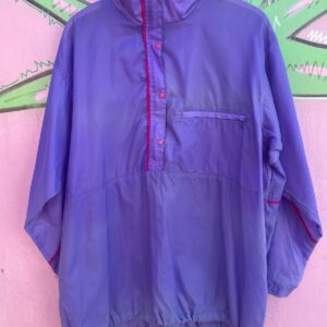 PACER 1990S BASIC NYLON RIPSTOP PULLOVER 2-TONE WINDBREAKER JACKET in PURPLE, PINK