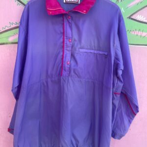 PACER 1990S BASIC NYLON RIPSTOP PULLOVER 2-TONE WINDBREAKER JACKET in PURPLE, PINK