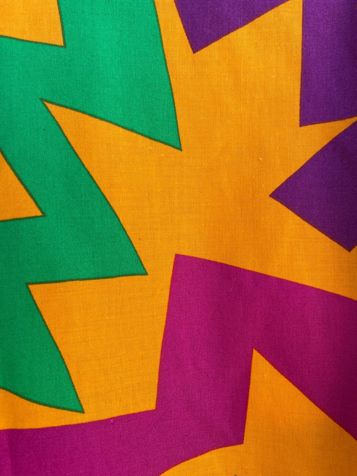 ISLANDER WILD! 1980S-90S NEON FUNKY ALL OVER GEOMETRIC PRINT BUTTON UP SHORT SLEEVE COLLARED SHIRT in YELLOW, PURPLE, GREEN, BLUE