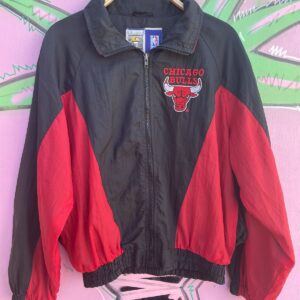 OFFICIAL LICENSED NBA *AS-IS* CHICAGO BULLS COLORBLOCK PANEL WINDBREAKER JACKET in BLACK, RED