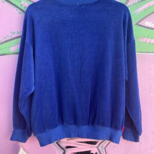 CHERRY HILL FUNKY! 1980S DEADSTOCK! COLORBLOCK VELOUR LONG SLEEVE SWEATSHIRT in BLUE, RED, ORANGE