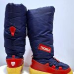 *AS-IS* RETRO 1970S-80S KNEE HIGH PUFFER INSULATED SKI BOOTS / MOON BOOTS, RUBBER SOLE