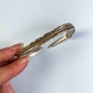 *AS-IS* 925 STERLING SILVER THIN FEATHER CUFF BRACELET in SILVER, GOLD