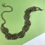 *AS-IS* KILLER! ROSE CUT-OUT HEAVY CHAIN BELT, RHINESTONE ACCENTS