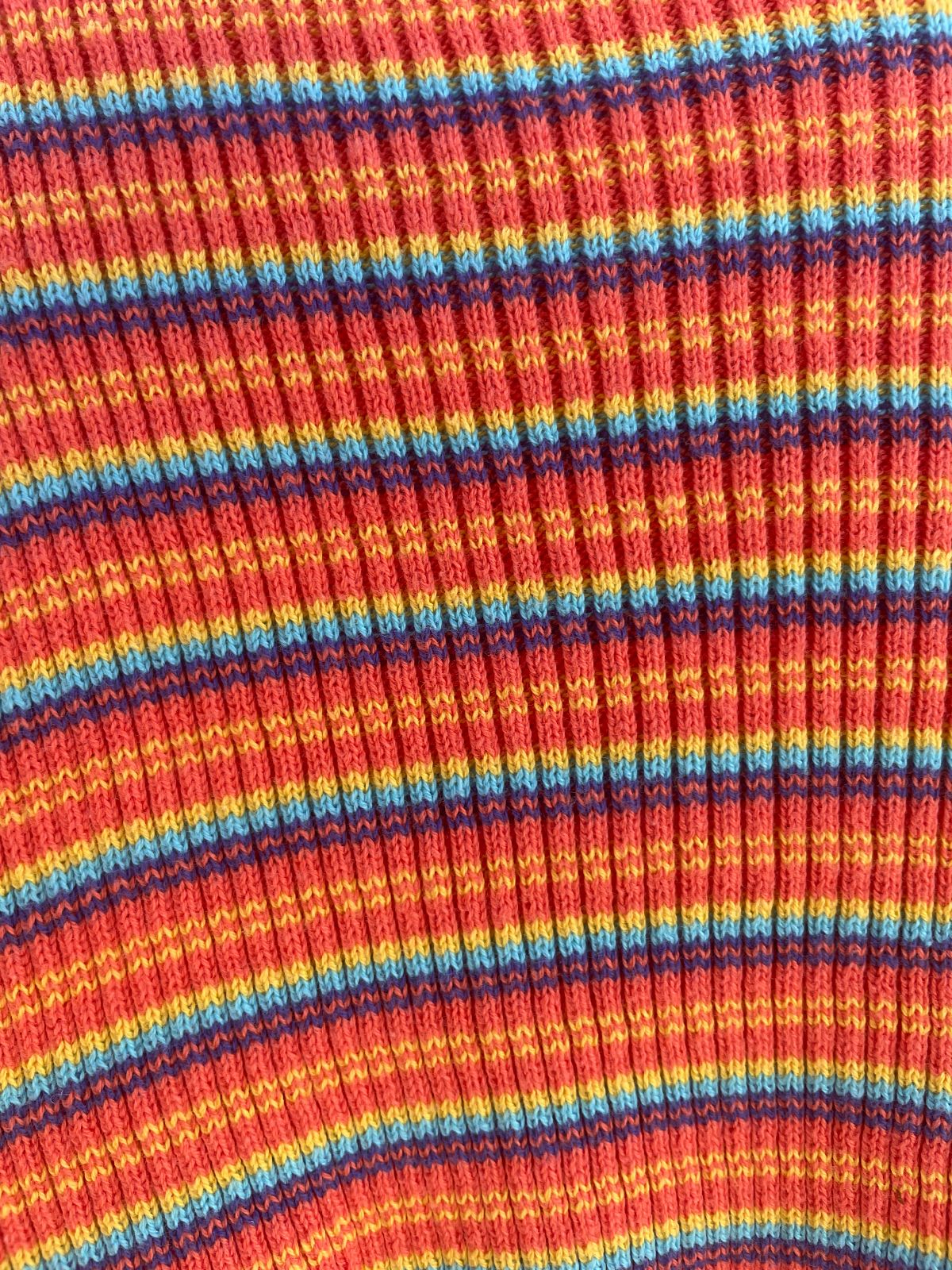 UNIF SWEET! SORBET RAINBOW STRIPED RIBBED V-NECK KNIT TOP in ORANGE, PURPLE