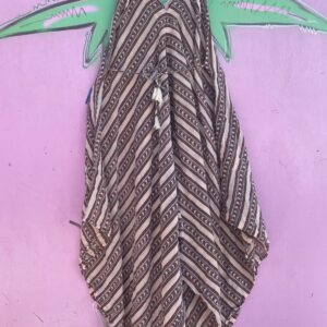 WORLD MARKET SWEET! 1990S 100% COTTON SHEER TRIBAL CHEVRON PRINT HAREM JUMPSUIT in BEIGE, BROWN