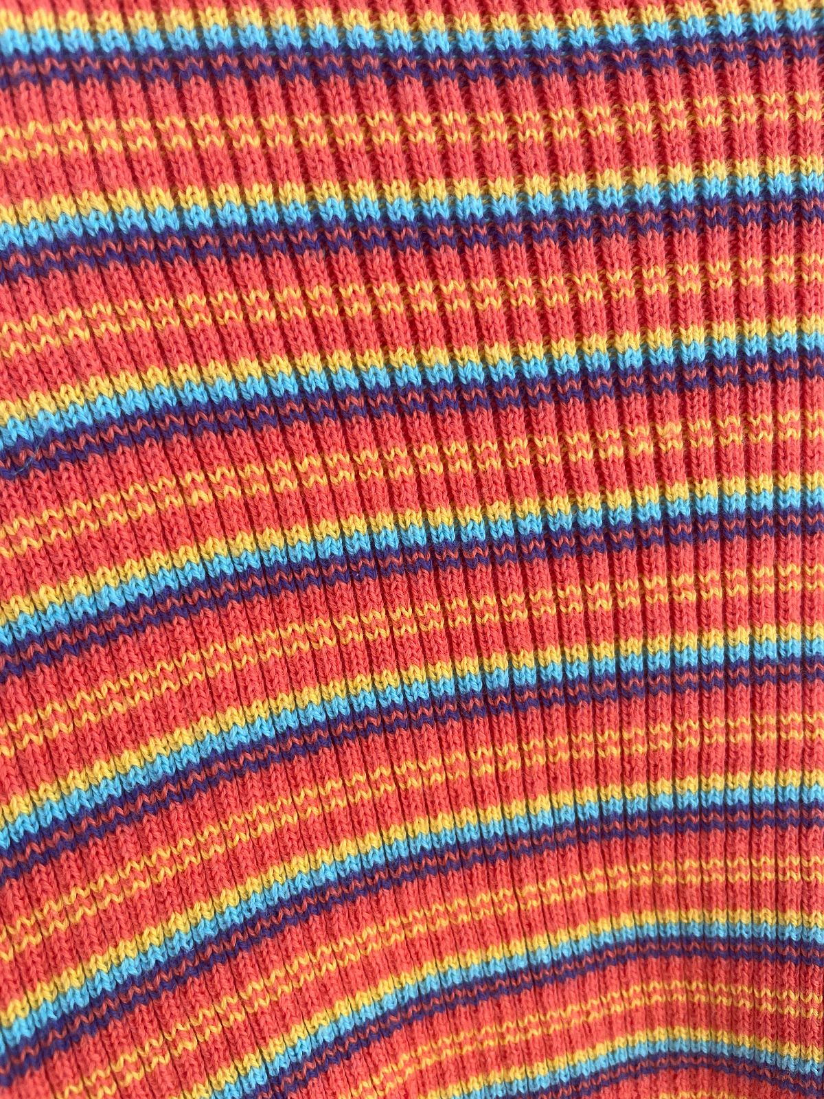 UNIF SWEET! SORBET RAINBOW STRIPED RIBBED V-NECK KNIT TOP in ORANGE, PURPLE